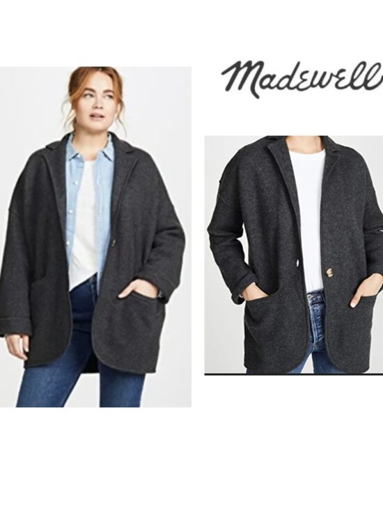 Madewell Jackets & Blazers - Madewell 100% Merino Wool Dark Grey On Button Blazer Jacket (Size XS)